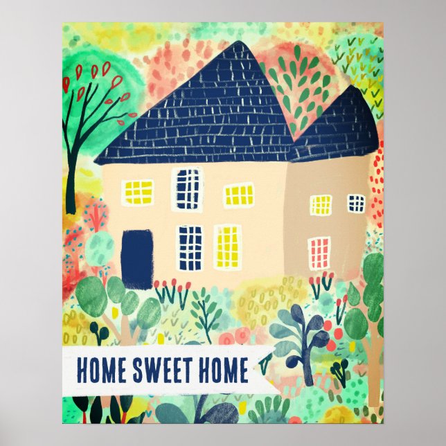 Poster MAISON SWEET HOME Maison personnalisée Jardin Illu (Devant)