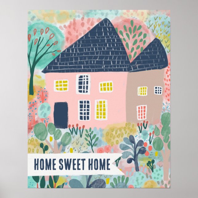 Poster MAISON SWEET HOME Maison personnalisée Jardin Illu (Devant)