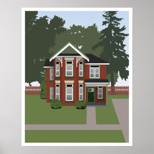 Poster Maison victorienne avec boiseries décoratives (Devant)