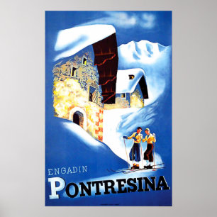 Poster Maisons à Pontresina, Suisse