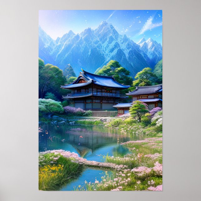 Poster Maisons au bord du Calm River (Devant)