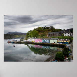 Poster Maisons colorées à Portree, Skye