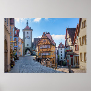 Poster Maisons colorées à Rothenburg, Allemagne
