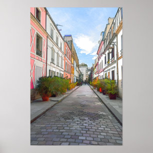 Poster Maisons colorées dans la Rue Cremieux - Paris