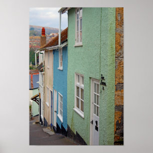Poster Maisons colorées, Lyme Regis, Dorset, Angleterre