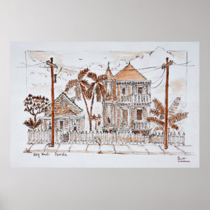 Poster Maisons de conques de style victorien   Key West,
