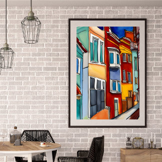 Poster Maisons de lignes Abstraites sans cadre