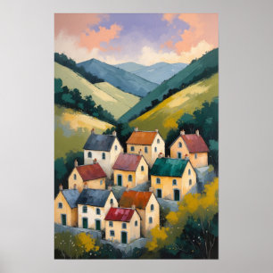 Poster Maisons de village charmantes dans un paysage de c