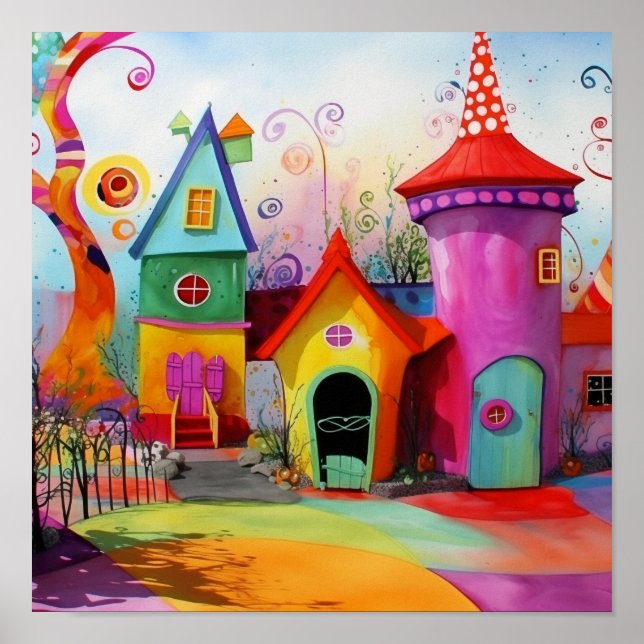 Poster Maisons lunaires (Devant)