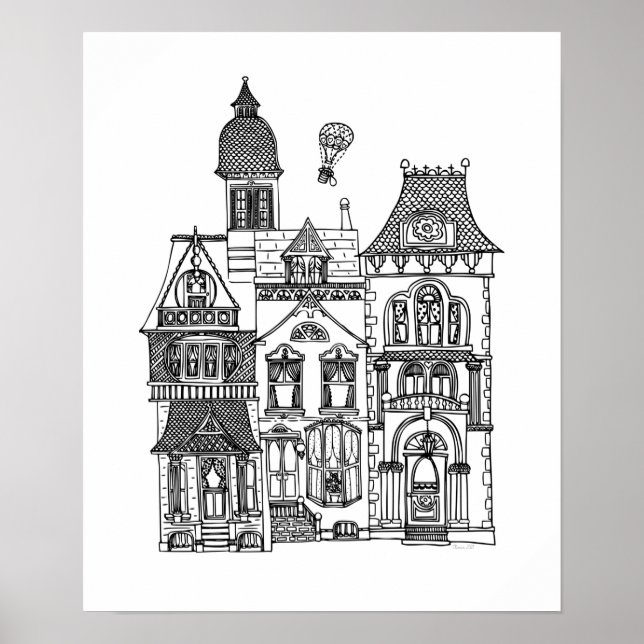 Poster Maisons victoriennes Color Me (Devant)