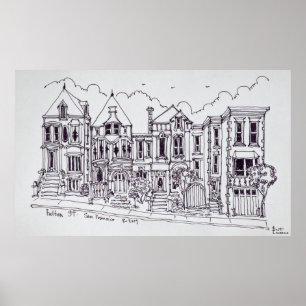 Poster Maisons victoriennes   San Francisco, Californie