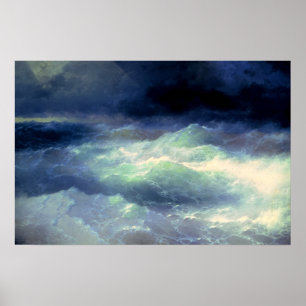 Poster Maître de la tempête en mer peinture à l'huile cha