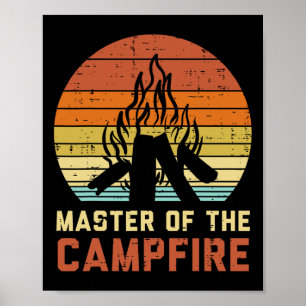 Poster Maître du feu de camp Coucher de soleil Rétro Feu 