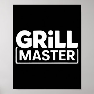 Poster Maître du grill bbq masculin roi de la fumée barbe