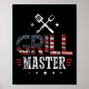 Poster Maître du Grill Drapeau Usa Barbeque Patriotique B
