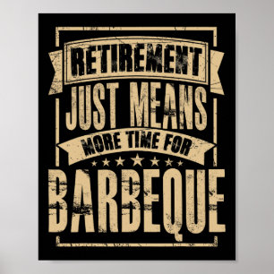 Poster Maître du grill Fumeur de viande BBQ Barbecue Retr