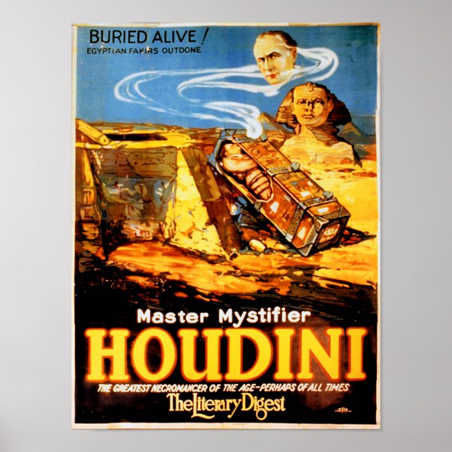 Poster Maître mystificateur Houdini Rare Vintage (Devant)