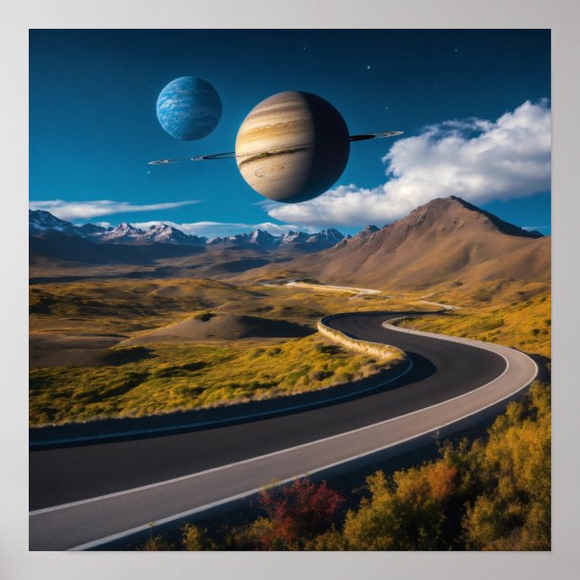 Poster Majesté annelé et géant de glace : Saturne et Uran (Devant)