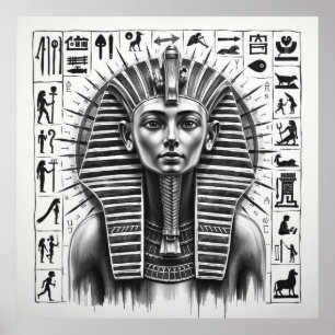 Poster Majesté éternelle : Pharaon d'Egypte Charbon Art