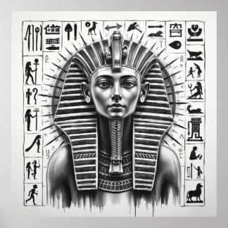 Poster Majesté éternelle : Pharaon d'Egypte Charbon Art