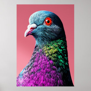 Poster Majesté Royale de Pigeon Portrait Réaliste et Viva