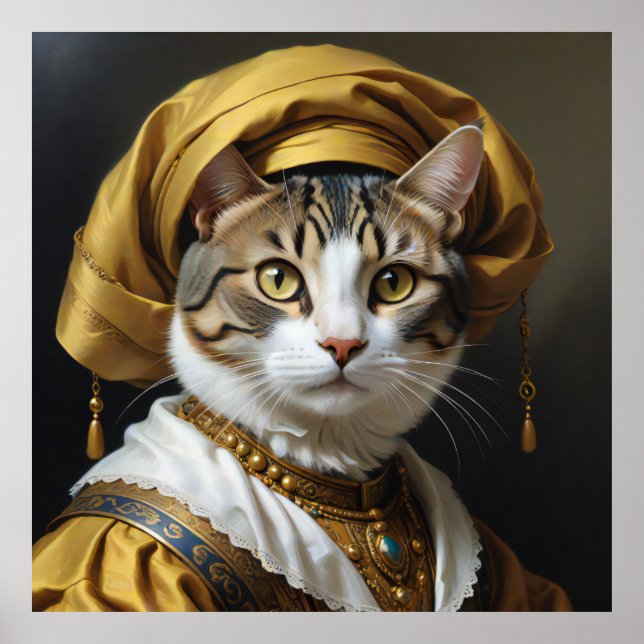 Poster Majestic Feline dans Royal Attire (Devant)