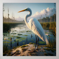 Majestic Great Egret dans les terres humides paisi