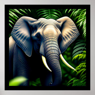 Poster Majestic Jungle Elephant - Sauvage Et Libre