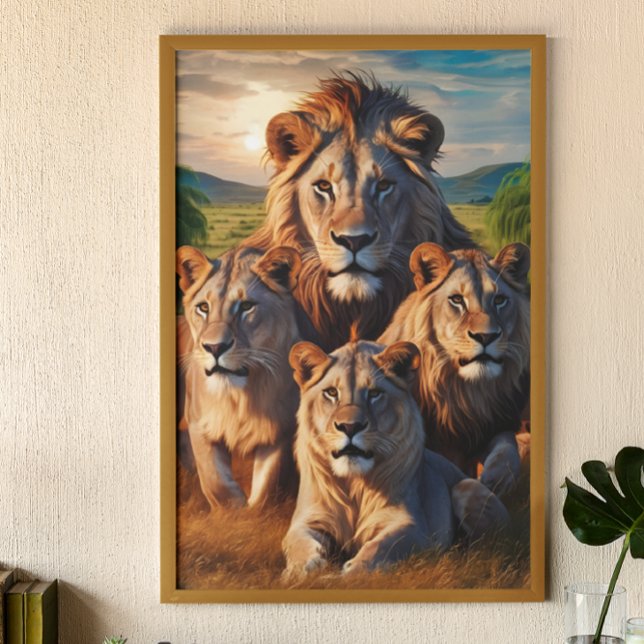 Poster Majestic Lions Unite on Vast Grassland (Créateur téléchargé)