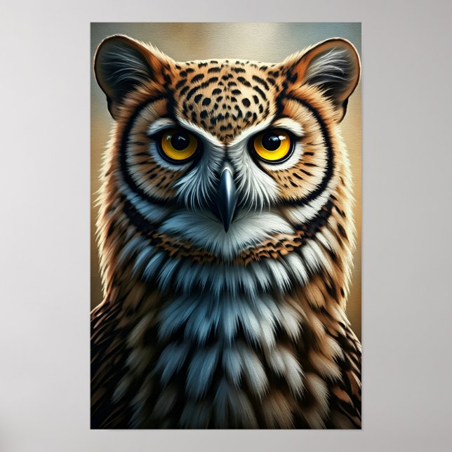 Poster Majestic Owl Portrait Wall Art (Devant)