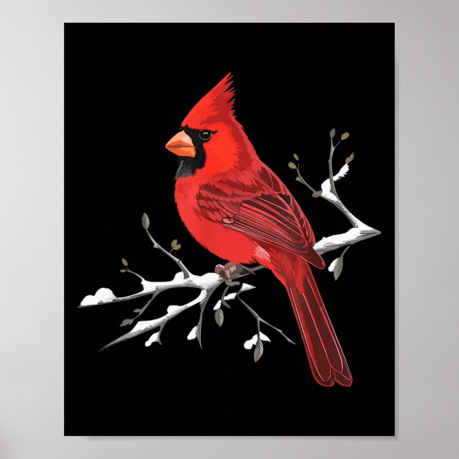 Poster Majestic Red Cardinal Birdwatching Birdwatcher Bir (Devant)