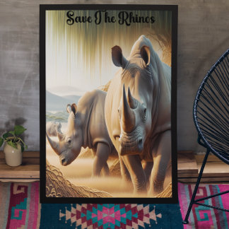 Poster Majestic Rhinos : Un terrain grâce