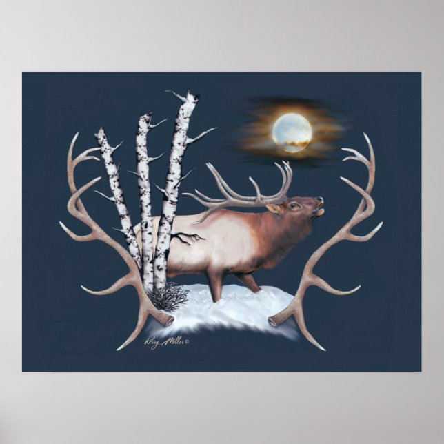 Poster Majestic Taureau Qui Se Brisse Au Lune (Devant)