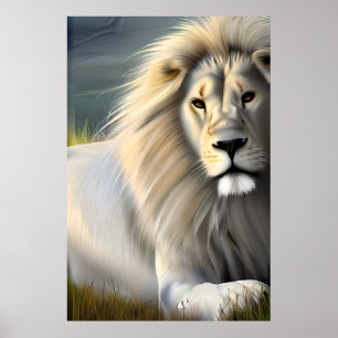 Poster Majestic White Lion Ethereal Art