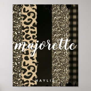 Poster Majorette personnalisée Faux Cheetah et Parties sc