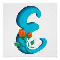 Majuscule E monogramme floral