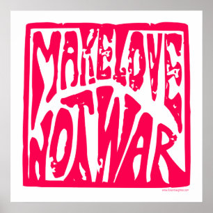 Poster Make Love, Not War - Hippie Design for Peace