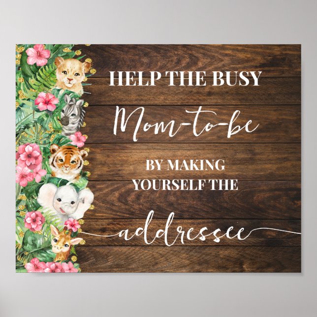 Poster Make Yourself Addressee Rustic Pink Safari Shower (Devant)