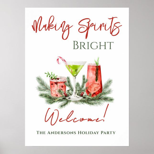 Poster Making Spirits Bright Holiday Party Welcome (Devant)