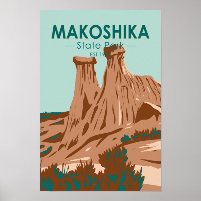 Poster Makoshika State Park Montana Vintage (Devant)