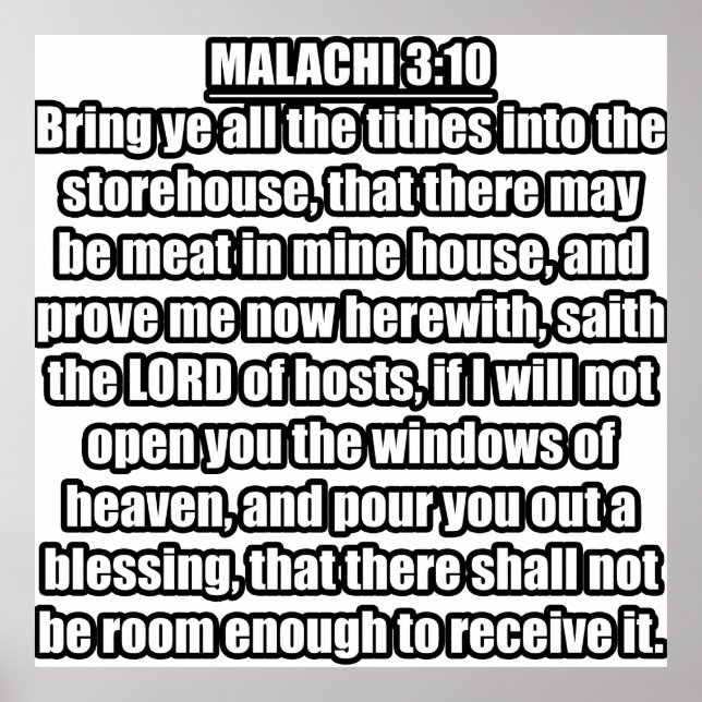 Poster Malachi 3:10 KJV Bible Verse (Devant)