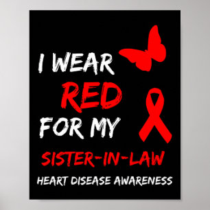Poster Maladie Cardiaque Je Porte Du Rouge Pour Ma Belle-