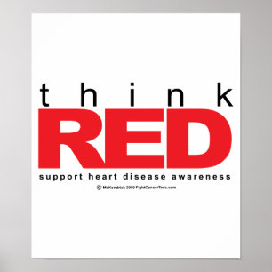 Poster Maladie cardiaque PENSER rouge