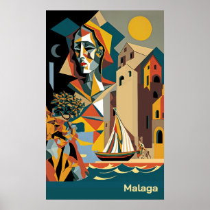 Poster Malaga Cubiste