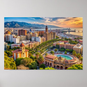 Poster Malaga Espagne Cityscape