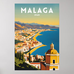 Poster Malaga Espagne Vintage