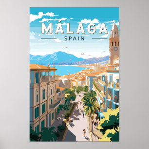 Poster Malaga Espagne Voyage Art Vintage