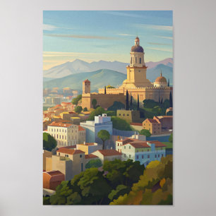 Poster Malaga Espagne Voyage Cityscape