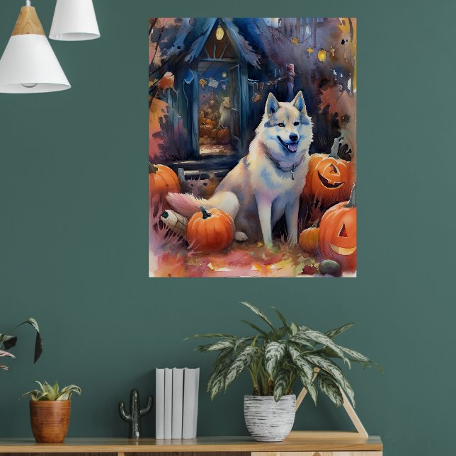 Poster Malamute d'Halloween en Alaska avec la peur Citrou (Salon 1)