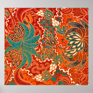 Poster Malaysian Batik : Beau Motif d'art.